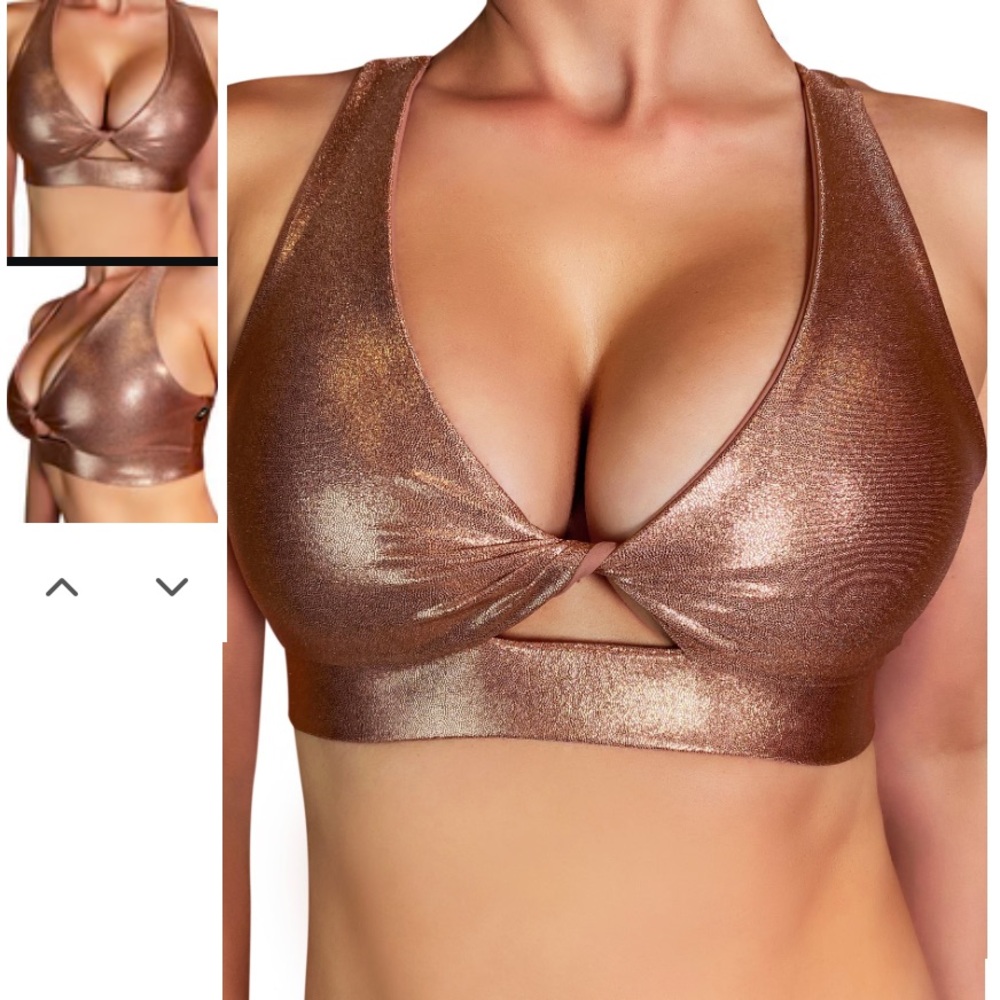 Rose Gold Twist Bra- Pole Dance Top- NWT